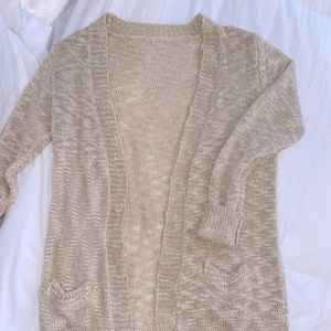 Khaki colored cardigan